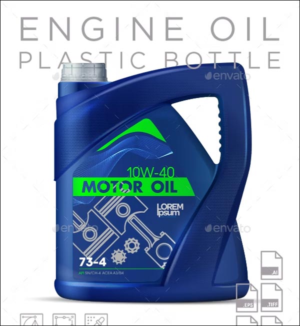 Engine Oil Plastic Bottle Package Mockup