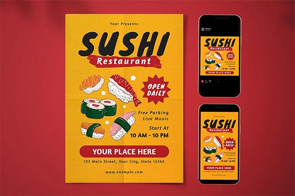 Sushi Japanese Restaurant Flyer Template