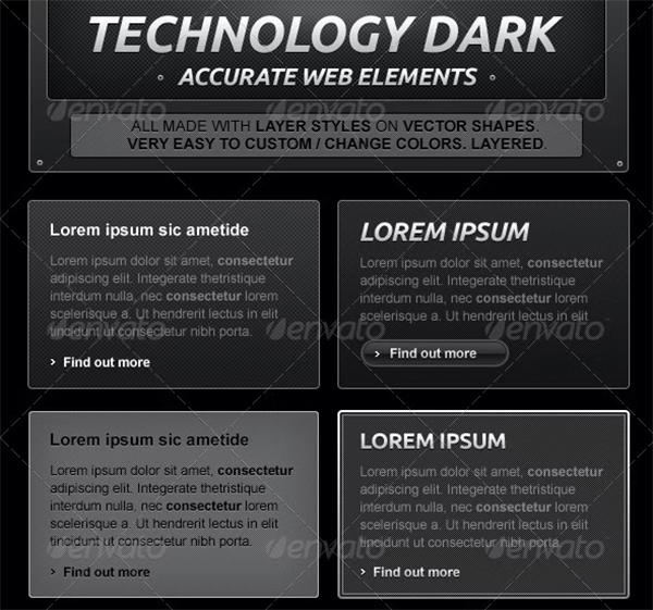 Black and Dark Web Design Elements