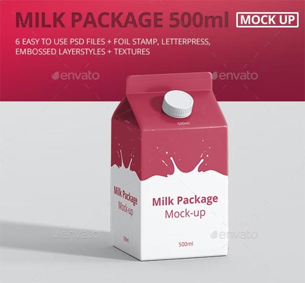 Juice and Milk 500ml Carton Mockup