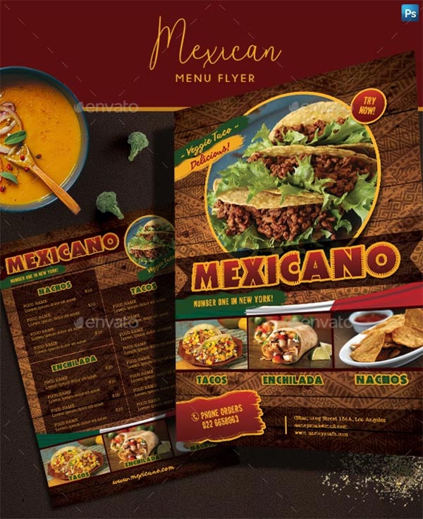 Mexican Food Menu PSD Flyer Design