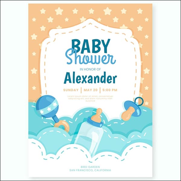 Free PSD Baby Boy Shower Invitation Template