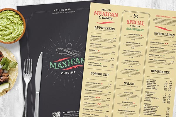 Mexican Restaurant Menu Design Flyer Template