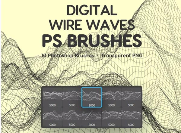Digital Wire Waves Photoshop Brushes