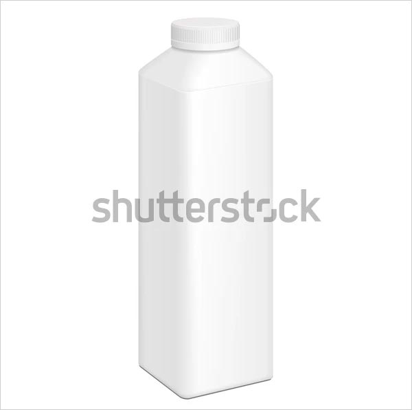White Yogurt Milk Square Plastic Bottle Mockup White Yogurt Milk Square Plastic Bottle Mockup