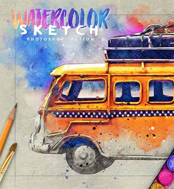 Watercolor Sketch Photoshop Action
