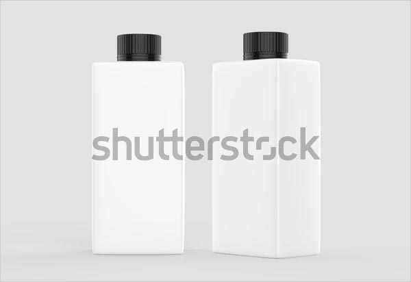 White Square Plastic Vector Bottle Mockup White Square Plastic Vector Bottle Mockup