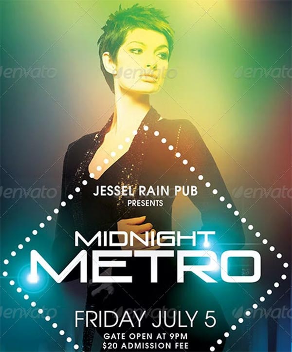 Late Night Midnight Metro Party Flyer Template