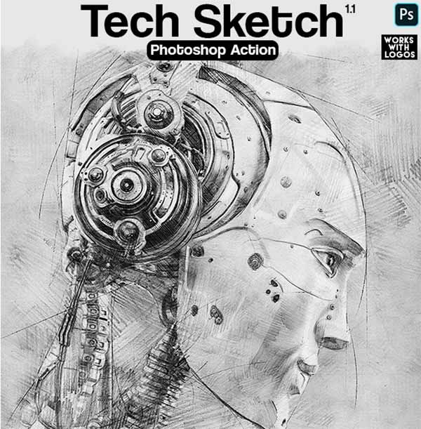 Tech Sketch Photoshop Action