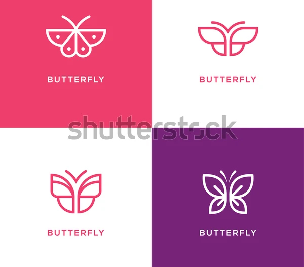 Four Mono Line Butterfly Logo Template