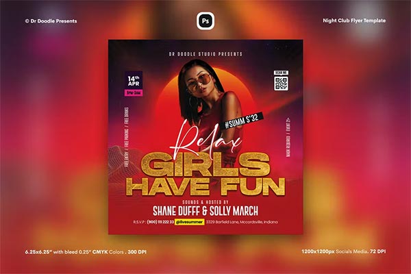 Customizable Night Club Event PSD Flyer
