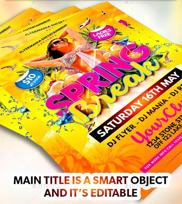 Spring Break Flyer Template Design
