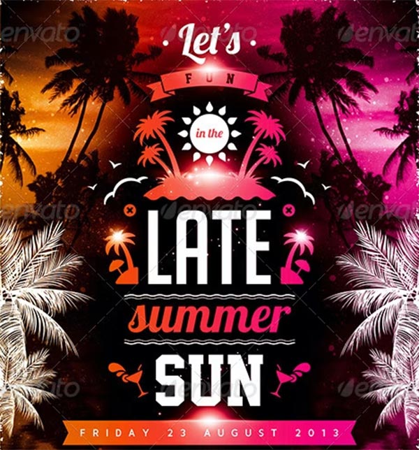 Late Night Summer Sun Party Flyer Template