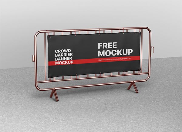 Free Crowd Barrier Banner Mockup PSD