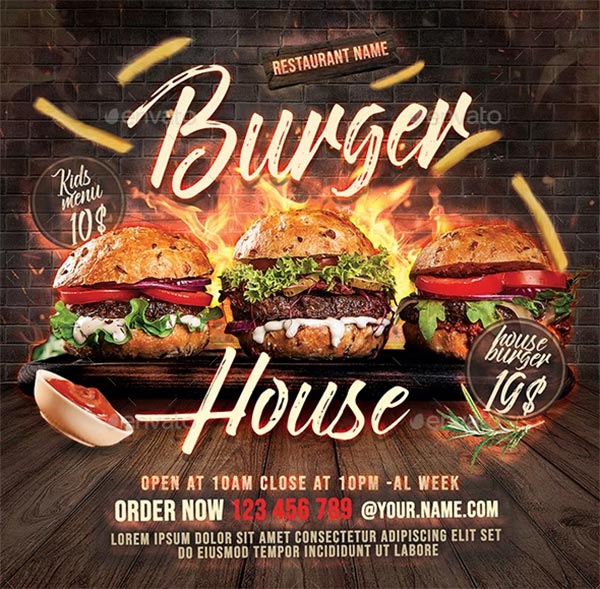 Burger Food Flyer PSD Template