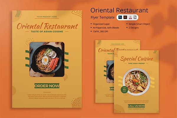 Japanese Oriental Restaurant Flyer