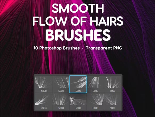 Smooth Flow of Hair Photoshop Brushes