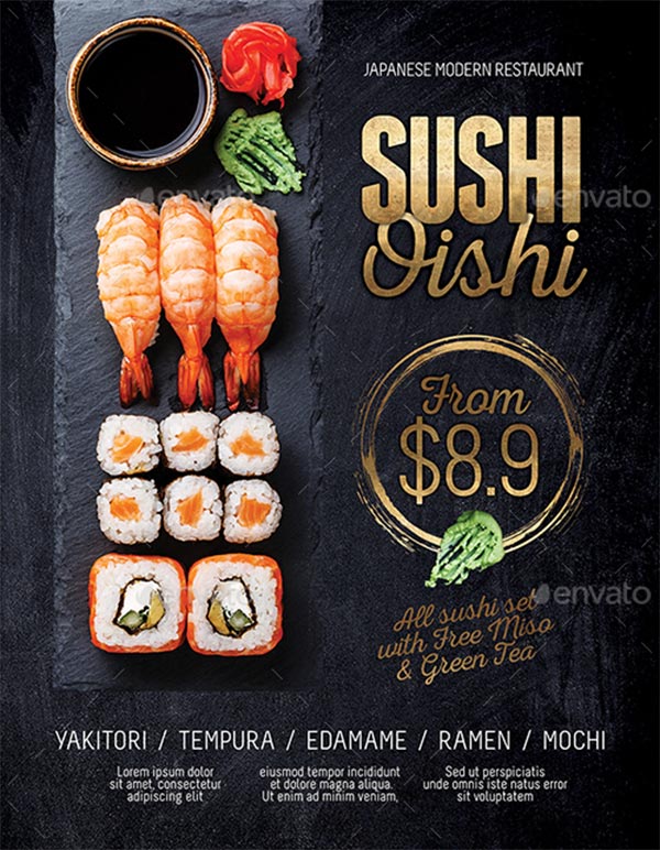 Japanese Sushi Food Flyer Design