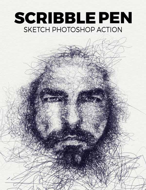 Scribble Pen Sketch Photoshop Action