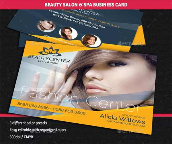 Beauty Center & Spa Business Cards Beauty Center & Spa Business Cards
