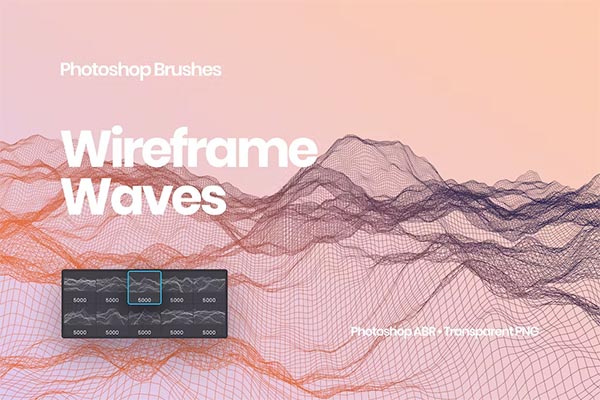 Wireframe Waves Photoshop Brushes