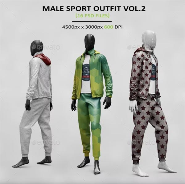 Male Sport Outfit MockUp PSD Template