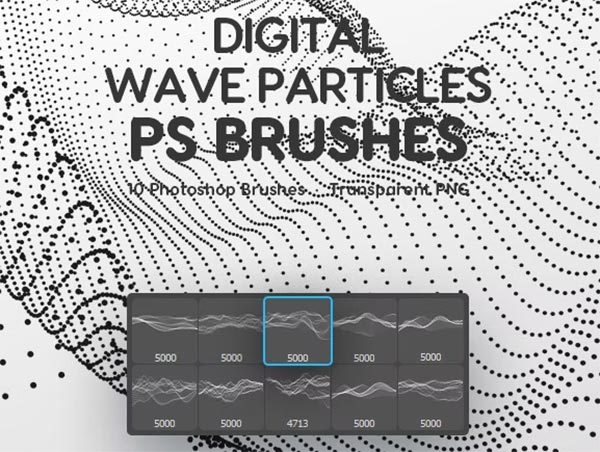 Digital Wave Particles Photoshop Brushes