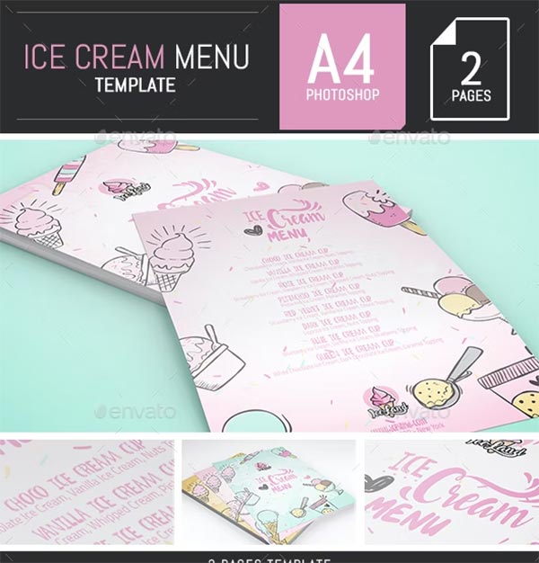Illustrations Ice Cream Menu Flyer Template