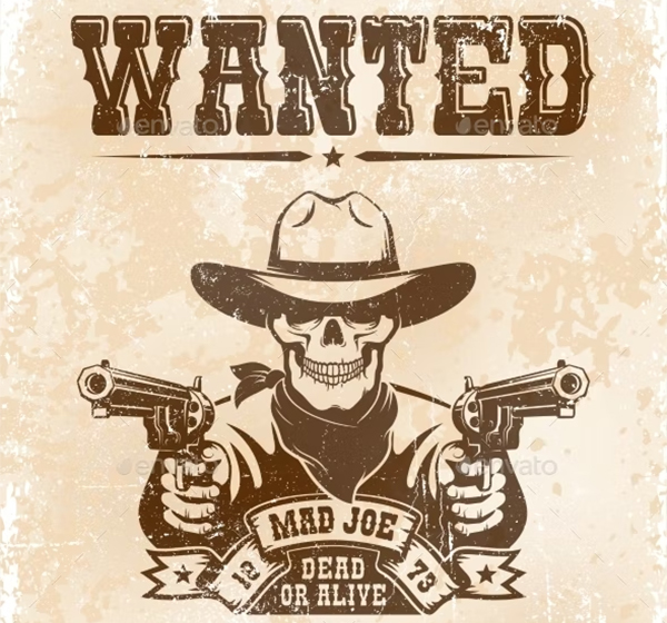Skull Cowboy Wanted Poster Template