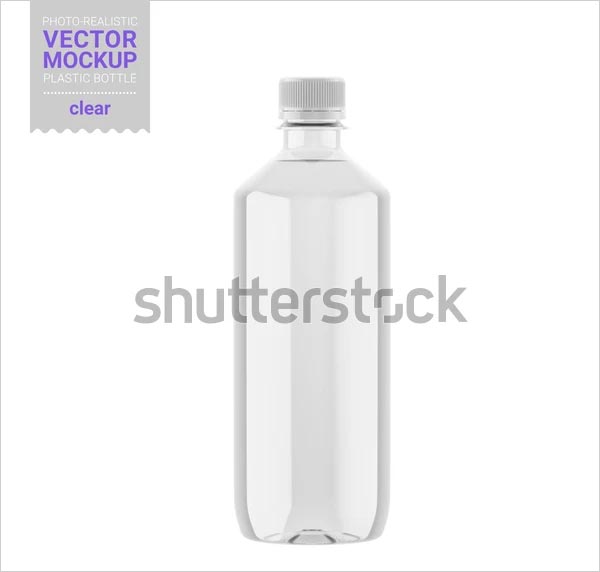 Transparent Glossy Plastic Bottle Vector Mockup