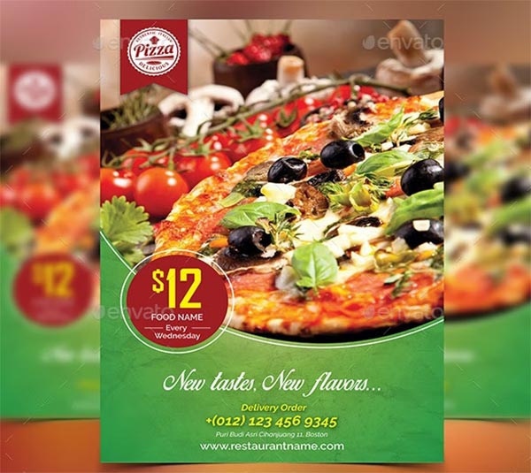 Pizza Restaurant Menu Flyer Design Template