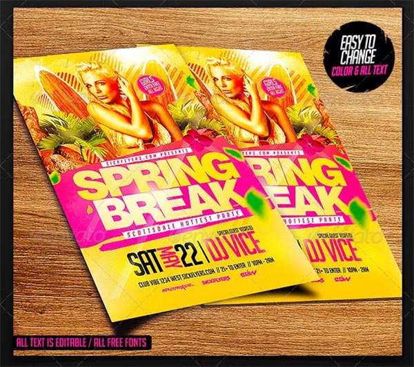 Spring Break Flyer Template PSD