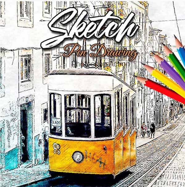 Sketch Pen Drawing Photoshop Action