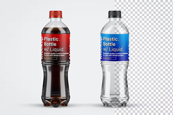 Transparent Plastic Bottle Mockup