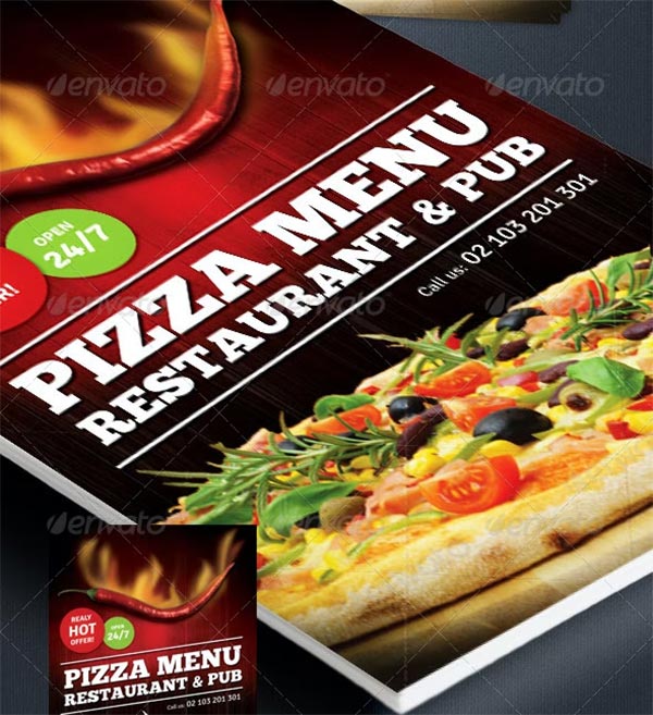 Pizza Restaurant Menu PSD Flyer Template