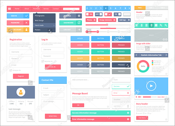 Flat User Interface Vector Button Template