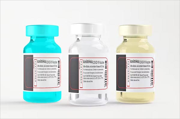 Vaccine Glass Bottle Design Mockups