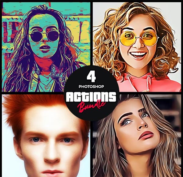 Realistic Oil Paint 4 PS Actions Bundle