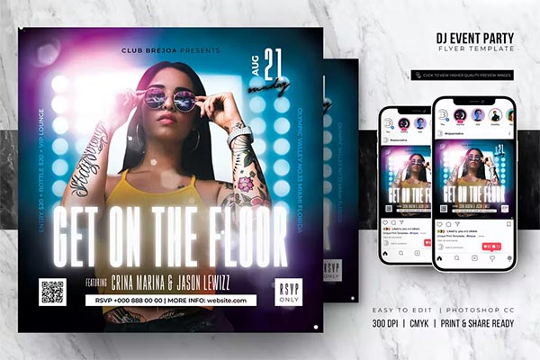Editable Night Club Event Party Flyer