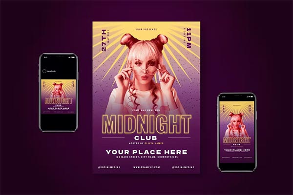 Night Club Event PSD Flyer Set