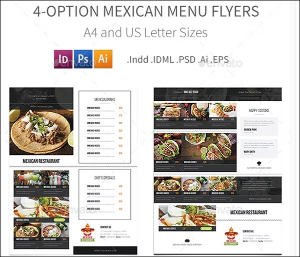 Mexican Restaurant Menu Flyers Template Mexican Restaurant Menu Flyers Template