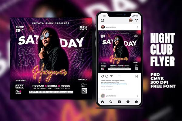 Night Club Sundat PSD Flyer Template