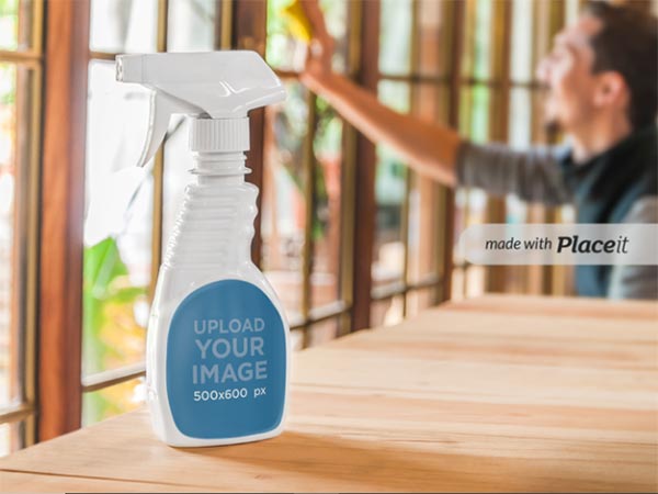 White Spray Bottle Mockup 