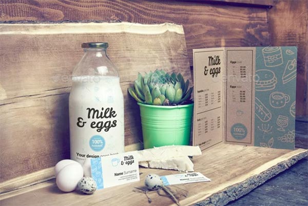 Milk & Eggs Natural Organic Food Photo Mockup