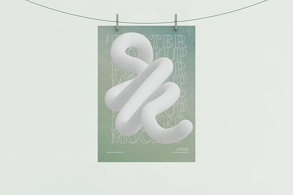 3D Hanging Poster Mockup Template