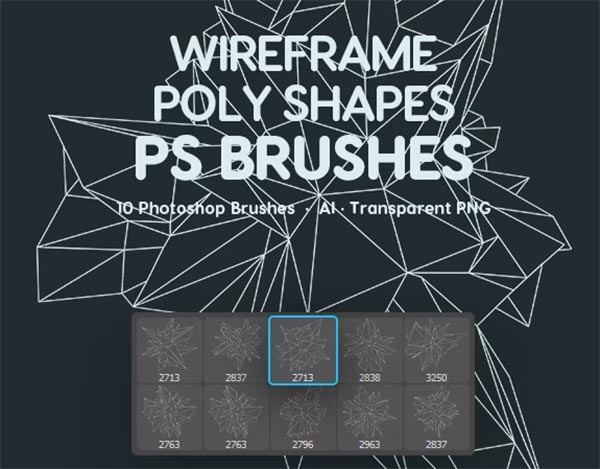 Wireframe Polygonal Shapes Photoshop Brushes