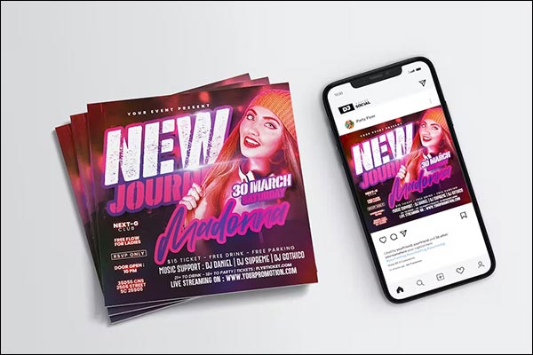 Night Club Square Flyer Template